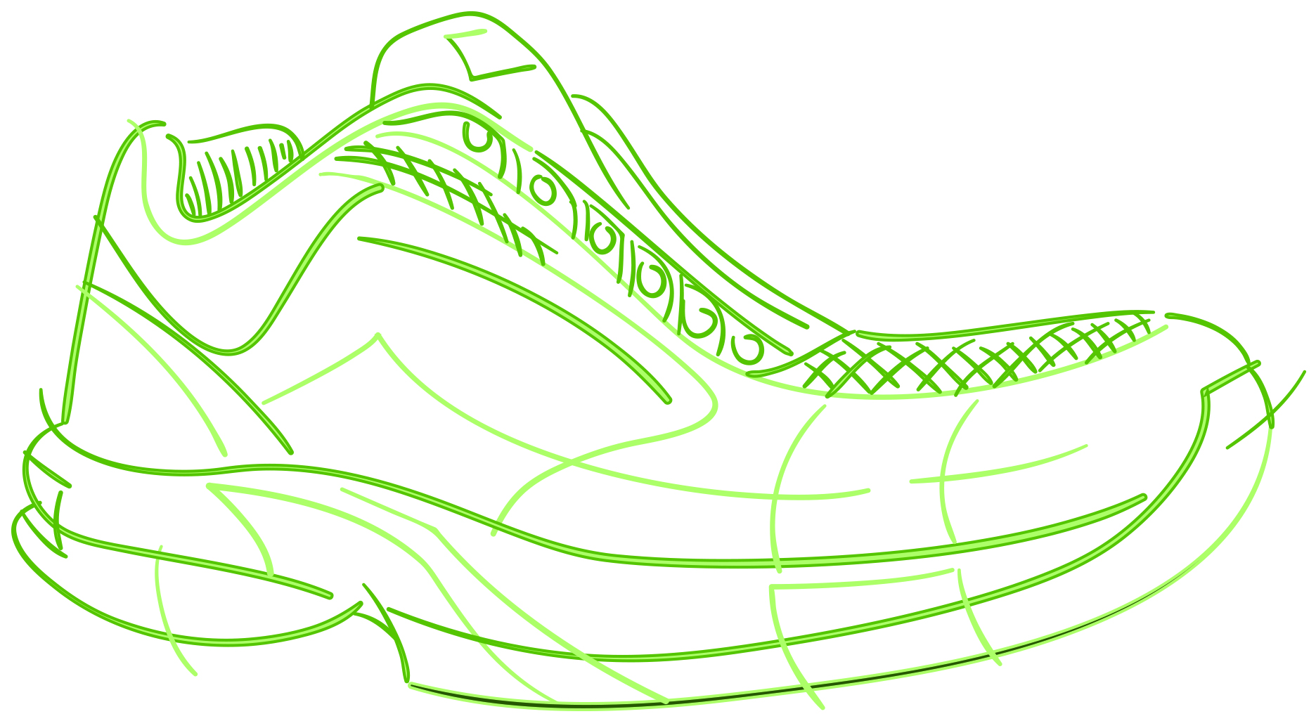shoe fdra green shoe graphic with dark green outline
